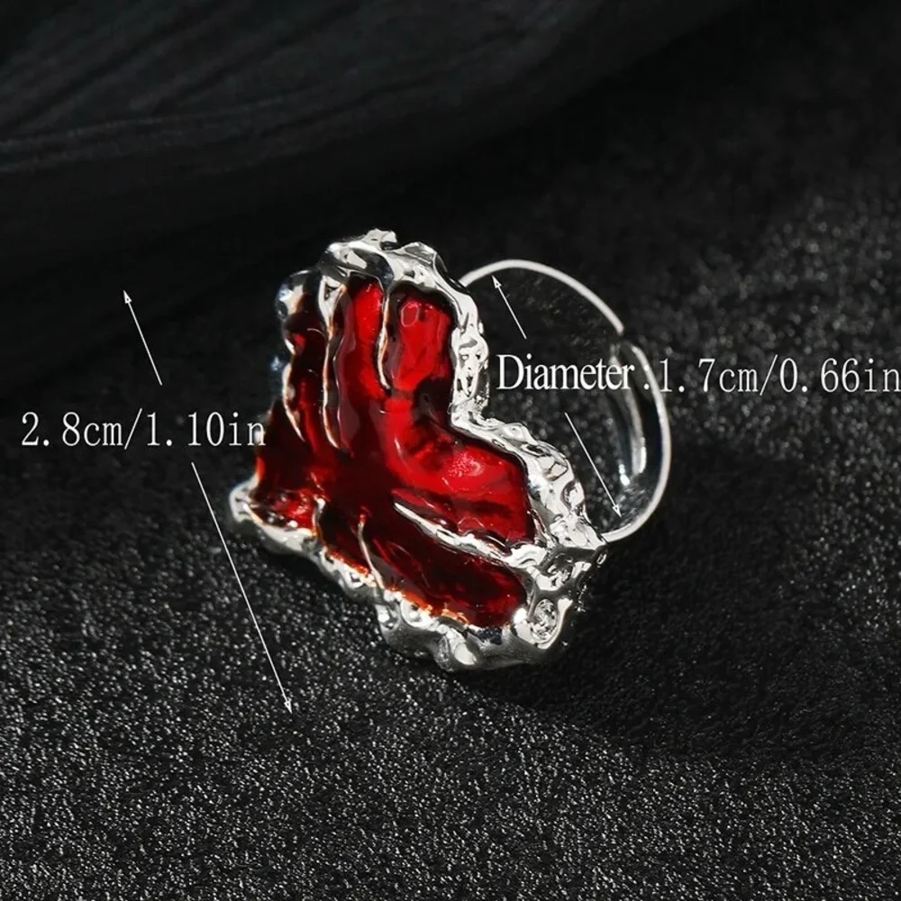 Grunge Red Heart Ring